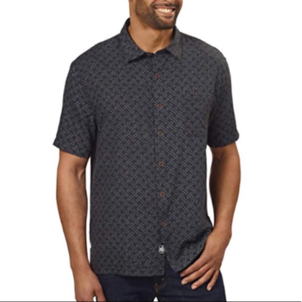 Navy Casual Men’s Button up Short Sleeve Large